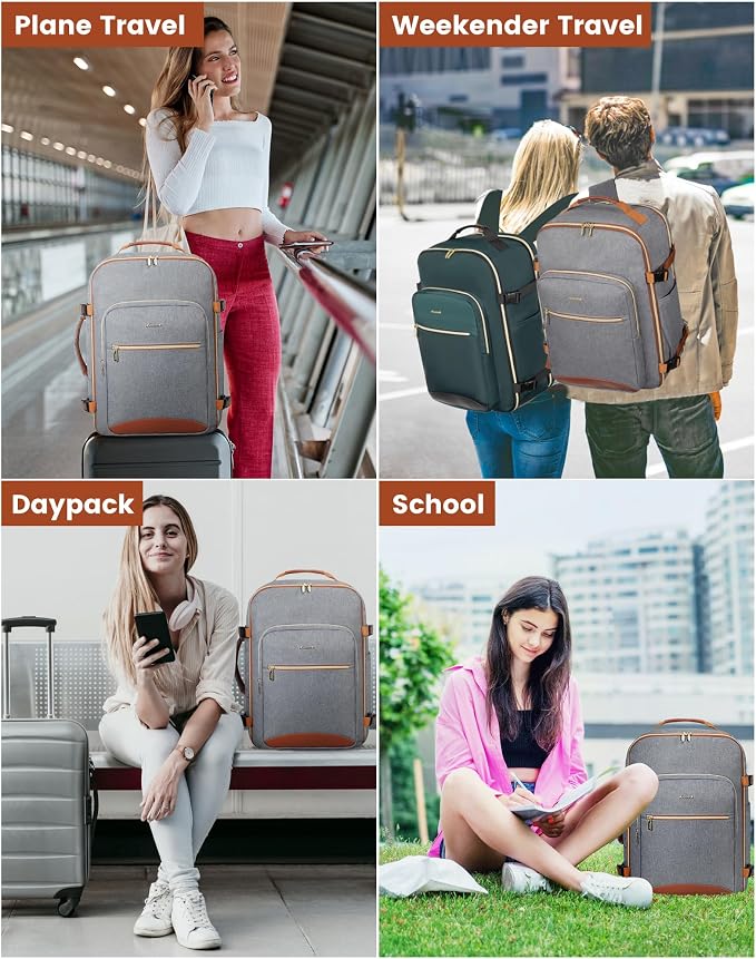 LOVEVOOK 40L Travel Backpack Flight Approved Carry on Backpack,3 Packing Cubes,Waterproof Personal Item Travel Bag,TSA Carry on Luggage Suitcase Travel Essentials,Gifts for Women & Men,fits 17" Laptop - Image 7