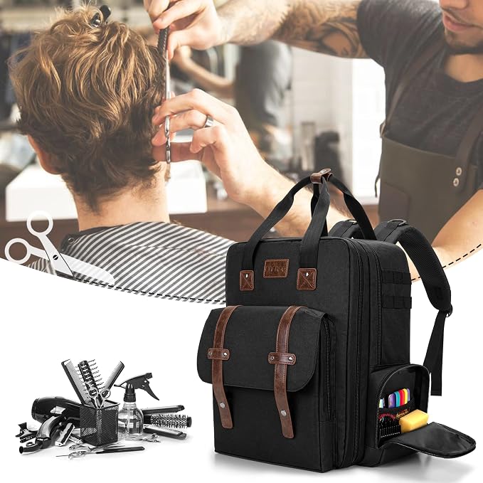 BAFASO Large Capacity Barber Case, Travel Hairdresser Bag, Black | Holds Various Hair Cutting Tools. - Image 9