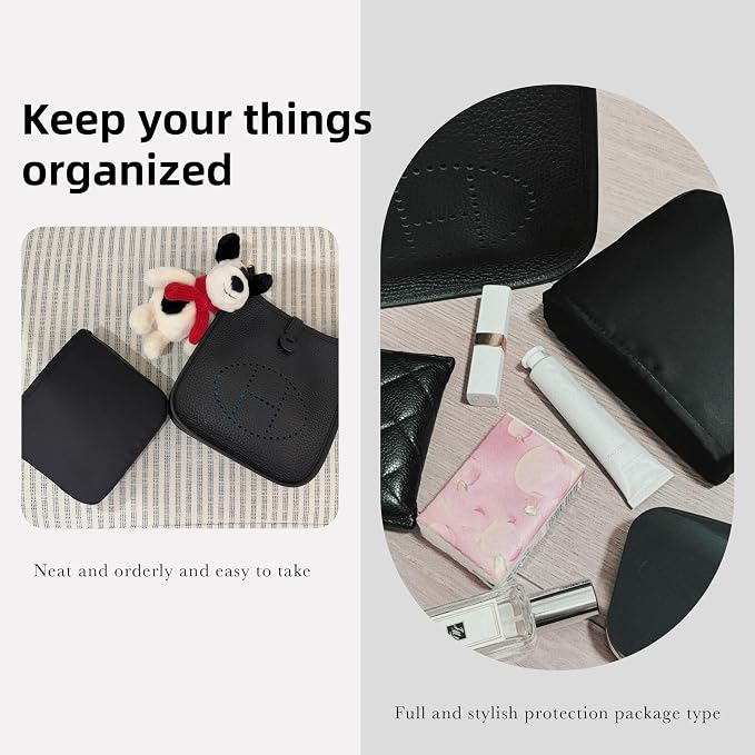 DGAZ Silk Purse Organizer Insert for Evelyne Bag(Black,TPM) | Soft and Lightweight,Perfect Fit,Multi-pocket Storage,Bag Protector,Luxury Bag Care,Handmade,for Smooth Bag Organizer - Image 8