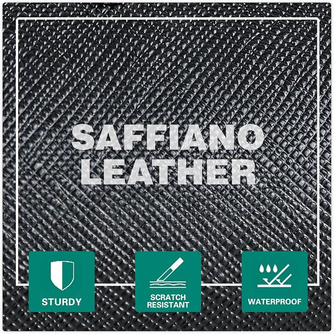 Hiram Genuine Leather Saffiano Leather Watch Roll Travel Case, Leather 4-Watches Roll Case for Treasured Watches and Bracelets(Black) - Image 9