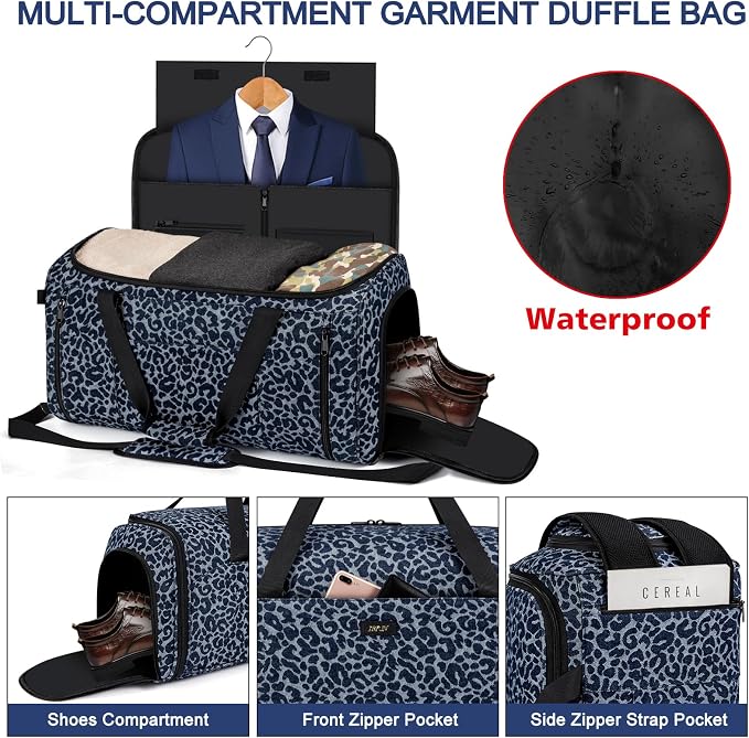 Convertible Garment Bags for Travel - Carry on Garment Duffle Bag with Backpack Straps for Men Women, 4 in 1 Large Travel Duffel Bags with Shoes Compartment Hanging Suit Dress Weekender Bag 3pcs Set - Image 8