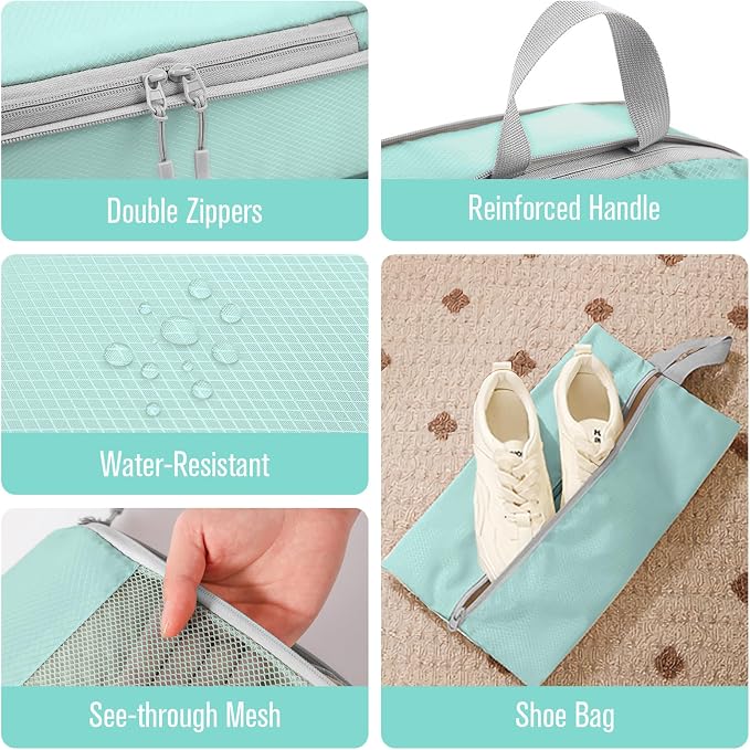 WOOMADA Compression Packing Cubes for Suitcases Travel Essentials 6 Set Rectangle Mesh Expandable Travel Bags Organizer for Luggage - Image 6