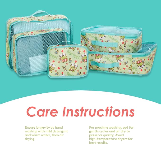 Sanrio's Hello Kitty Packing Cubes - 5 Piece Packing Cube Bags - Travel Essentials - Suitcase Luggage Organizer Set - Hello Kitty and Friends, My Melody, Kerromi, Kerropi, Badtz-Maru (Kerropi) - Image 7