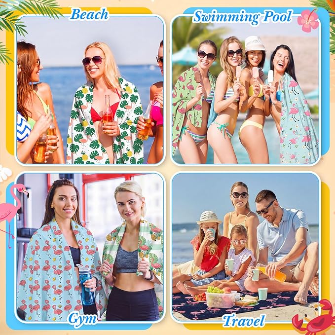 Peryiter 48 Pcs Microfiber Beach Towel with Bags Bulk, 24 Large Quick Dry Pool Towels and 24 Storage Bags, 30 x 60 Inch Flamingo Blanket for Beach Swimming Summer Party Camping Travel Women - Image 6