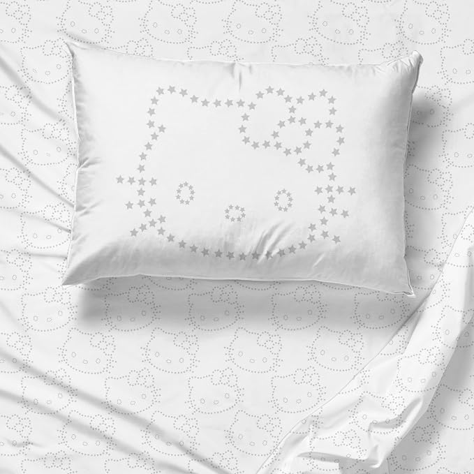 Jay Franco Sheet Set with Fitted, Flat Sheets & Pillow Cover - Ultra-Soft Bedding with Pillowcase for Room Decor, White - Hello Kitty, 3 Piece Twin - Image 7