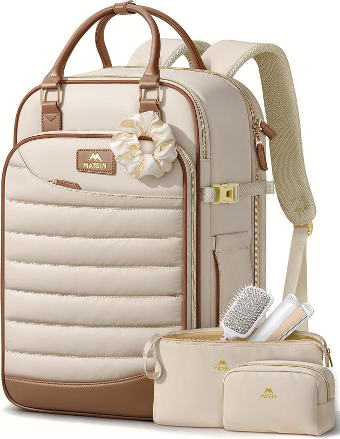 MATEIN HER Carry on Backpack with Hot Hair Travel Bag, Personal Item Bags | TSA Approved, 18x14x8 Inches Underseat Luggage, Travel Backpack for Women, Frontier Airlines, fits 17" Laptop & 40 oz Tumbler - Image 9