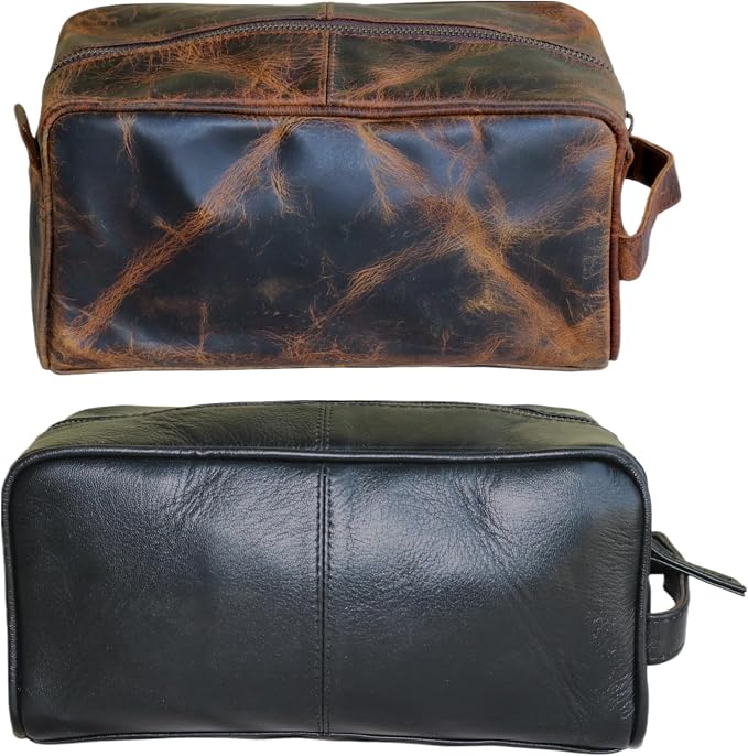 jaald Personalized Genuine Leather Toiletry Bag for Men - Dopp Kit Gift with Embossing Options, Ideal Birthday, Anniversary, Wedding, Father & Groomsmen Gift, Travel bag, Shaving bag - Image 9