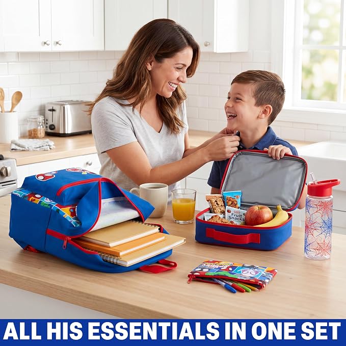 Get Trend Marvel Spidey and His Amazing Friends Boys Backpack Set 4 Pc with Insulated Lunch Bag, Pencil Case & BPA Free Water Bottle for School, Gifts for Boys (Blue/Multi Spidey) - Image 6
