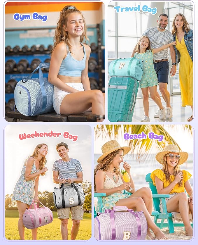Dorm Room Essentials, Girls Travel Duffle Bag, Kids Initial Overnight Duffel Bags with Shoe Compartment, Personalized Dance Bag with Cosmetic Pouch, Gifts for Teenager (Letter G) - Image 7