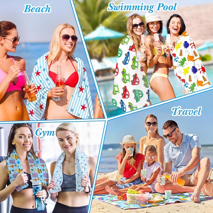 Peryiter 48 Pcs Microfiber Beach Towel with Bags Bulk, 24 Large Quick Dry Pool Towels and 24 Storage Bags, 28 x 55 Inch Ocean Blanket for Beach Swimming Summer Party Camping Travel Women - Image 6