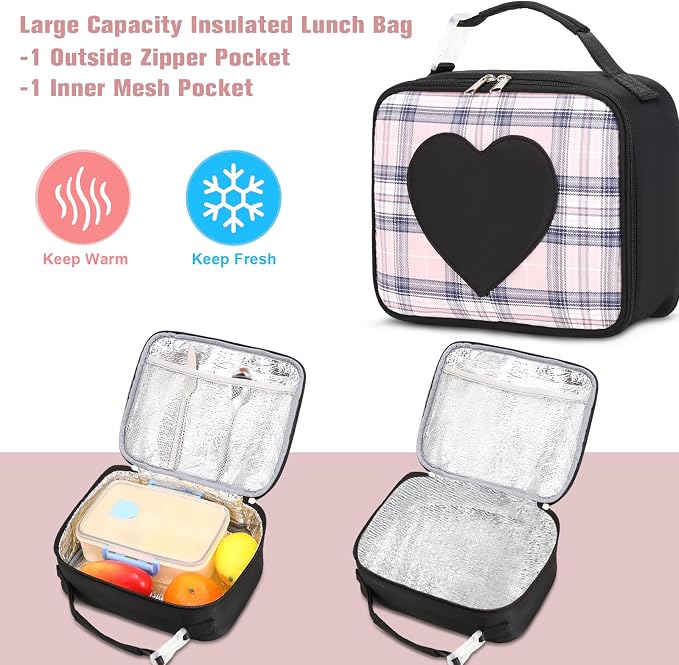 ACESAK Backpack for Girls with Insulated Water Bottle, Bookbag Backpack for Girls Kids, 14oz Kids Water Bottle Stainless Steel, Lunch Bag & Pencial Case, Back To School Gift (Black) - Image 8