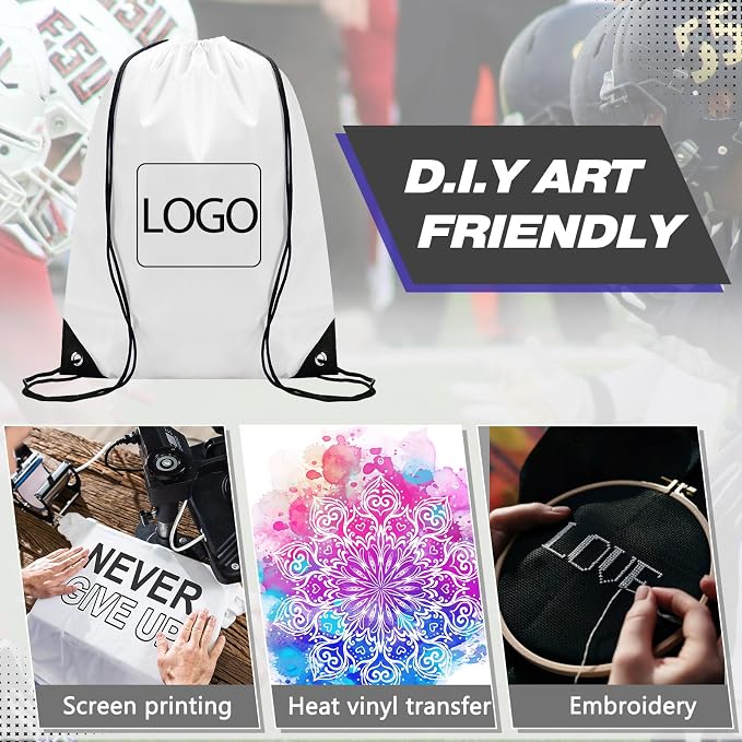 Shappy Drawstring Backpack Bulk Sports Gym Cinch Bag Polyester String Bag for Men Women(10 Colors,60 Pcs) - Image 6