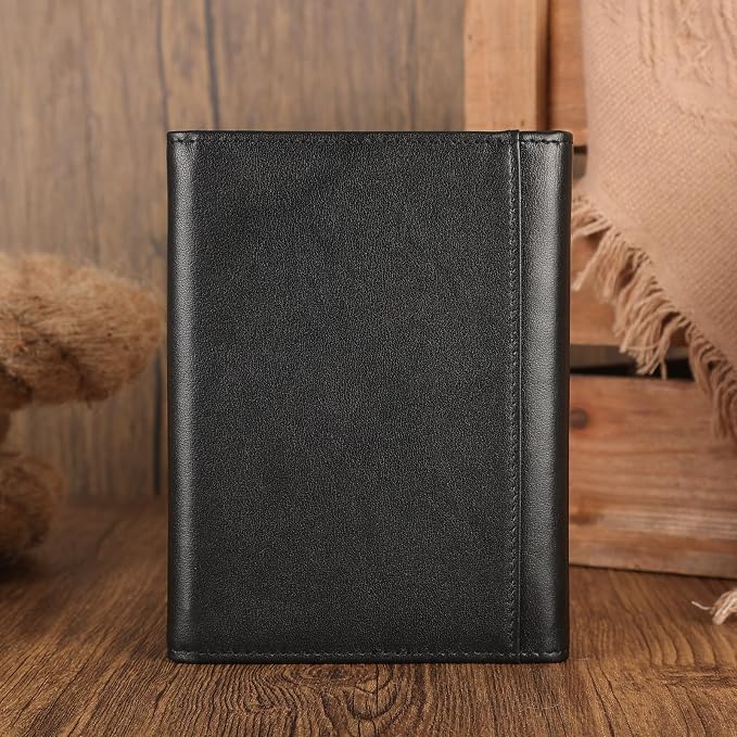 Polare Napa Leather Pilot Wallet Passport Holder RFID Blocking Tri-fold Travel Cover Document Organizer for Aviation Professionals (Black) - Image 9