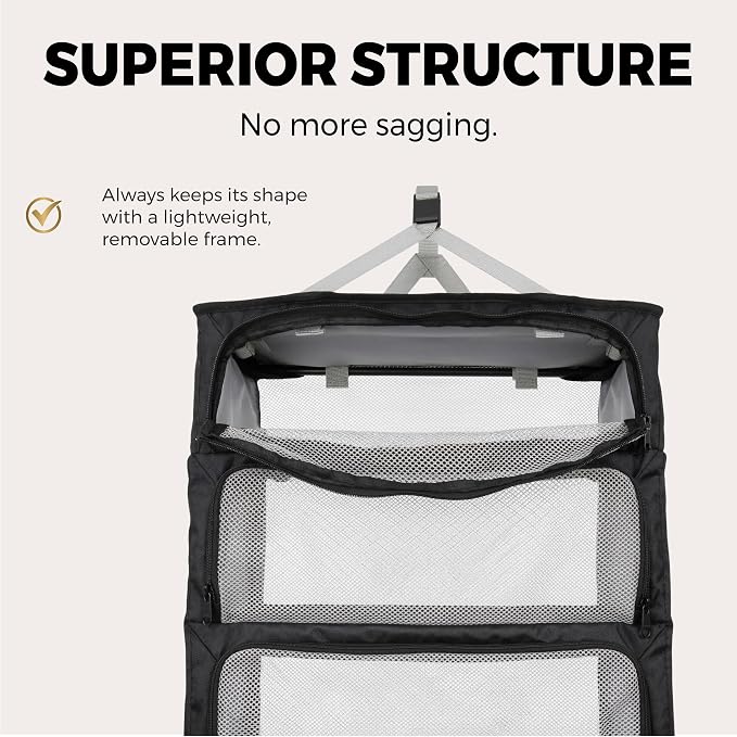 Hanging Suitcase Organizer – Instant Travel Closet with Built-In Compression | 4-Compartment Wardrobe Packing Cubes for Carry-On & Checked Luggage | Travel Essentials for Men & Women - Image 7