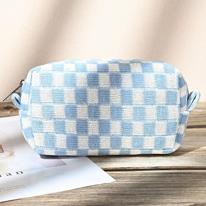 SOIDRAM 2 Pack Checkered Makeup Bag for Women, Cute Makeup Pouch Small Makeup Bag Travel Cosmetic Organizer for Toiletries, Brushes & Skincare - Image 8
