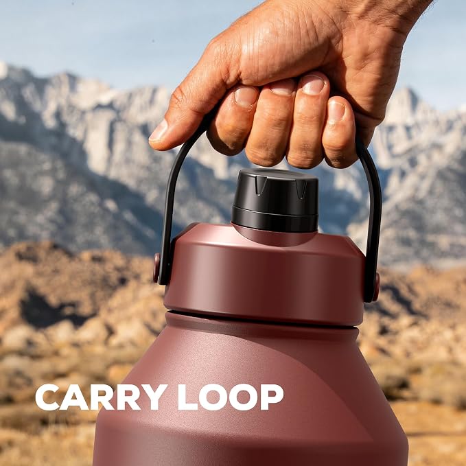 POWCAN 64 oz Insulated Water Bottle with Carrier Bag, Leakproof, Straw and Spout Lid, Keep Cold 48H, Cleaning Brush, BPA-Free, Stainless Steel Water Bottle for Travel, Sports and Picnic (Cocoa) - Image 8