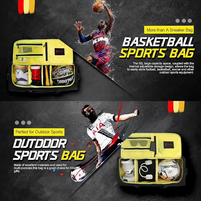 Sneaker Bag for Travel/Sneakerhead gift/Outdoor Sports Bag/Gym Bag /, A Multi-functional Travel Duffel Bag with 3 Adjustable Dividers, & Shoulder Strap,Made of Nylon, by Krone Kalpasmos-classic - Image 6