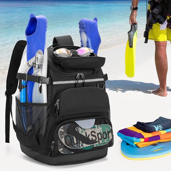GOBUROS Swim Backpack with Separate Shoe Space, Swim Bags for Swimmers | Swim Gym Gear Bag for Swimming Pool, Beach, Swimming Athlete, Sports Pool Beach Bag for Men and Women, Black - Image 7