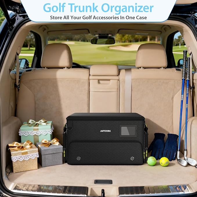 4-Layer Golf Trunk Organizer, Golfer Gifts for Men Women with Separate Ventilated Compartment for 2 Pairs Shoes, Waterproof Car Golf Locker Storage Bag for Golf Gear and Accessories,Black - Image 7