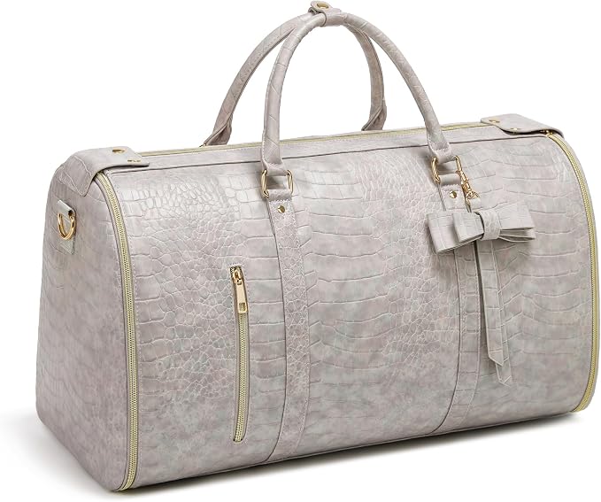 Garment Bags for Travel, Convertible Suit Travel Bag for Women, Stylish Carry On Garment Bag with Toiletry Pocket, Shoulder Strap & Shoes Compartment, 2 in 1 Foldable PU Leather Duffle Bag, Multicolor - Image 9