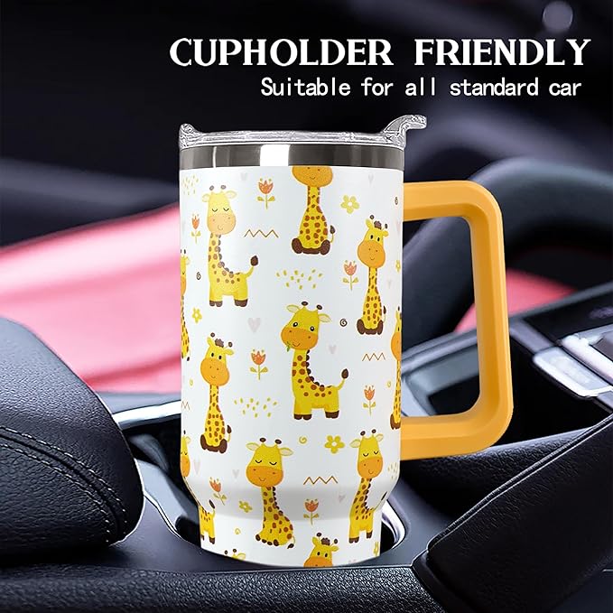 30 Oz Giraffe Tumbler With Handle Coffee Travel Mug Cup Water Bottle,Giraffe Gifts for Women