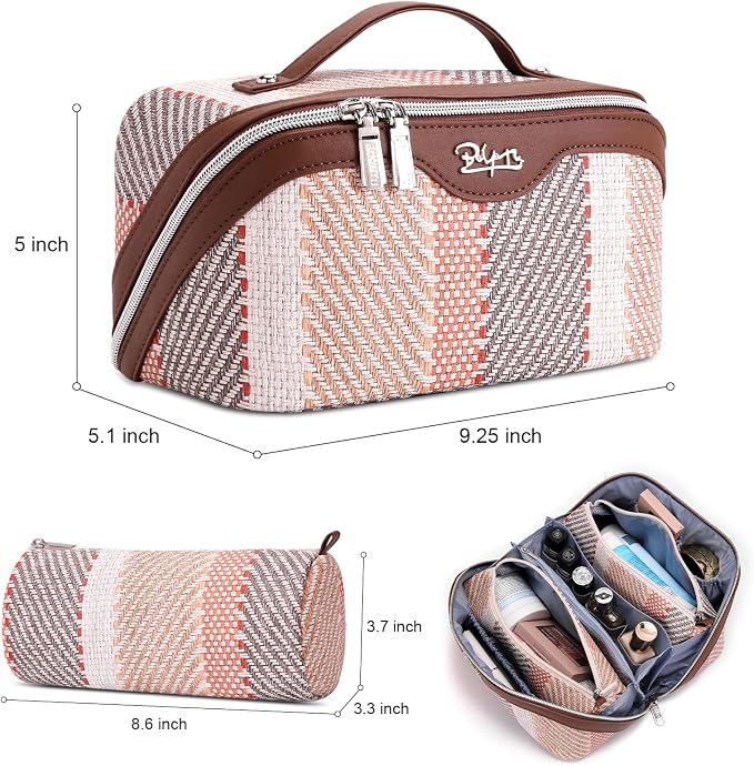 BOYATU Travel Makeup Bag Cosmetic Bag for Women: 3 Pcs Set Make up Bag with Compartments - Waterproof Vegan Leather Toiletry Bags with Handle - Makeup Organizer for Travel Essentials(C-5-Coffee) - Image 8