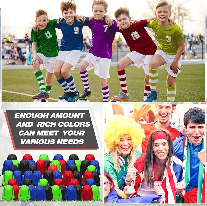 Shappy 160 Pcs Drawstring Backpack Bulk Sports Gym Cinch Bag Polyester String Bag for Men Women (4 Colors) - Image 7