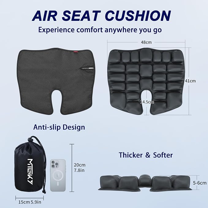 Travel seat Cushion with Built-in Pump,Airplane Seat Cushion-Inflatable Travel Cushion for Long Flights,Portable Inflatable Pad,Coccyx Tailbone Pain Relief Chair Pad (H-Shape) - Image 7
