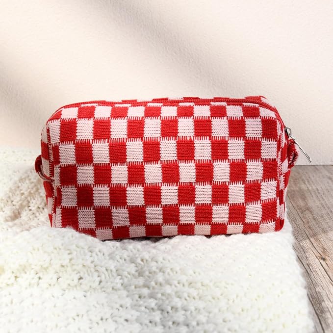 SOIDRAM 2 Pack Checkered Makeup Bag for Women, Cute Makeup Pouch Small Makeup Bag Travel Cosmetic Organizer for Toiletries, Brushes & Skincare - Image 7