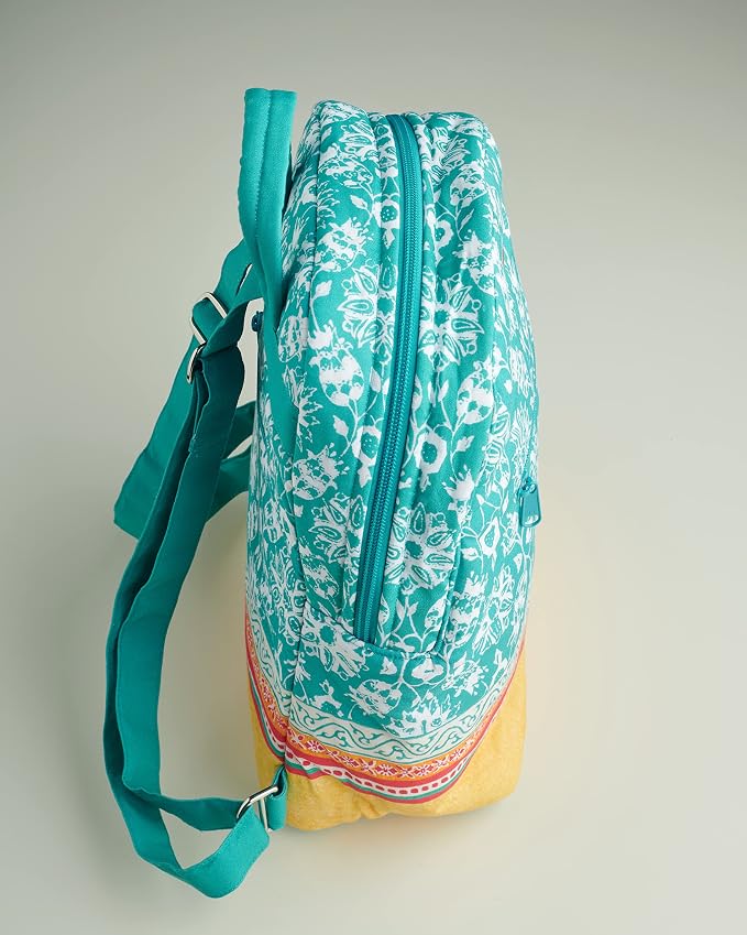Maison d' Hermine Backpack for Women Men Cotton Shoulder Multipurpose Rucksack with Small Pouch Lightweight Multi Pocket Bag for Travel Beach Perfect for Spring Summer (Katmandou - Turquoise) - Image 9