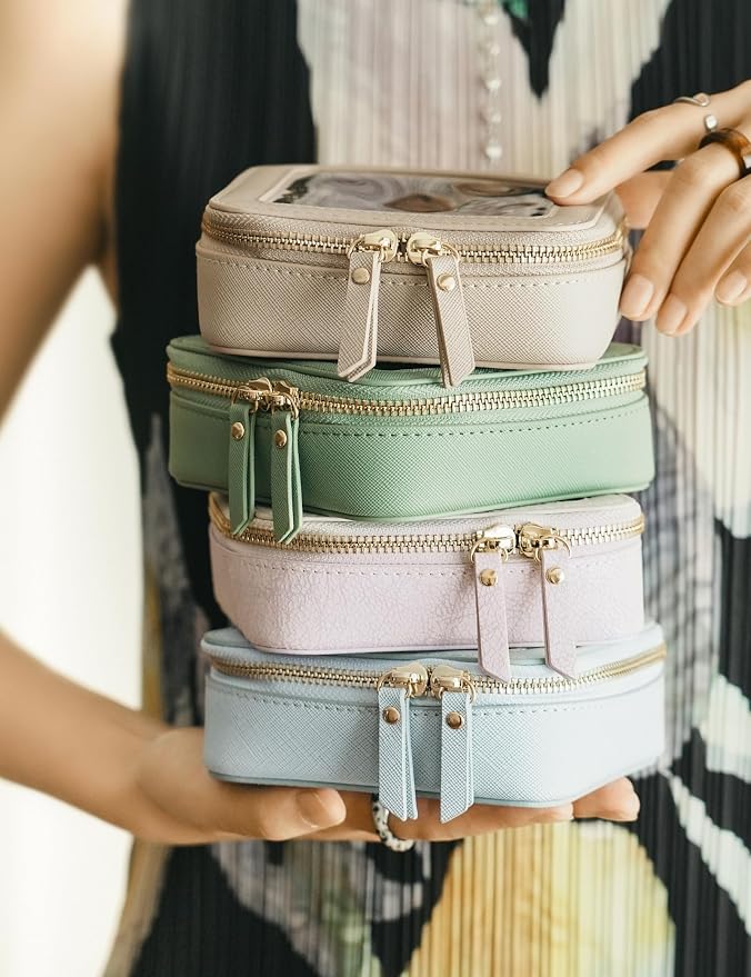 Popvibe Clear Makeup Bag Travel Cosmetic Case Toiletry Bag with Zipper Make Up Organizer Traveling Compact Car Bag Stone Mini - Image 8