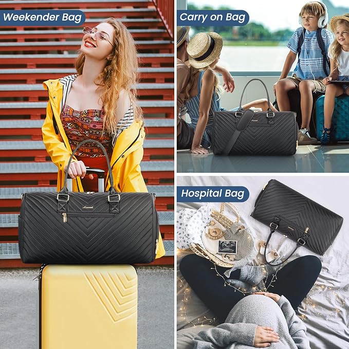 LOVEVOOK Travel Duffle Bag, Weekender Bag for Women with Toiletry Bag, Carry on Overnight Bag with Shoe Compartment, Gym Duffel Bag with Wet Pocket, Mommy Hospital Bags for Labor and Delivery - Image 6