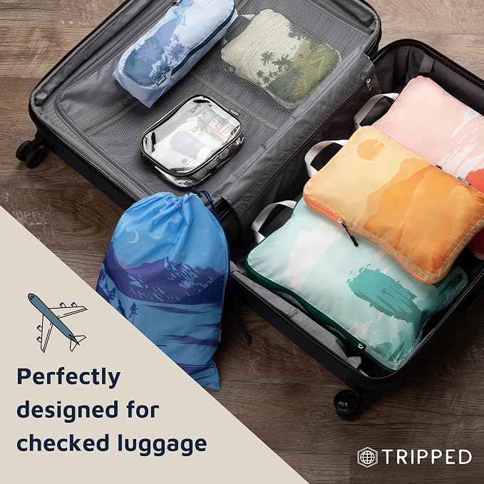 Large Compression Packing Cubes for Travel-Packing Cube Luggage Organizers 7 Piece Set for Checked Luggage-Ultralight, Expandable/Compression Bags by TRIPPED Travel Gear (Getaways) - Image 9