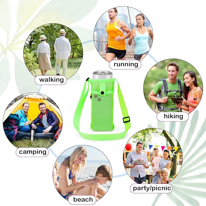 Tessco for you Water Bottle Sling Holder with Adjustable Shoulder Strap Water Bottle Mesh Carrier Bag Sleeve Pouch Holder for Walking Sports - Image 7