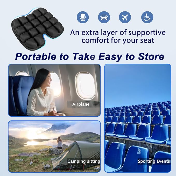 Upgrade Travel Seat Cushion for Airplane,Portable&Adjustable Air Seat Cushion,Coccyx Tailbone Pain Relief Chair Pad,Inflatable Cushion for Wheelchair, Travel,Driving,Office Work (Butterfly) - Image 8