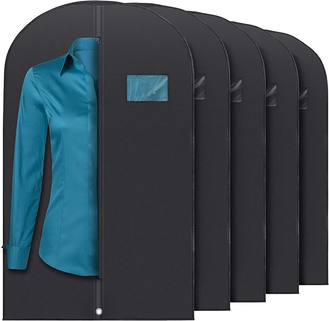 Plixio Garment Bags Suit Bag for Travel and Clothing Storage of Dresses, Dress Shirts, Coats— Includes Zipper and Transparent Window (Black - 100 pack: 40") - Image 6