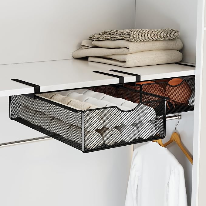 2 Pack Underwear Sock Drawer Organizer Set, Pull-Out Storage Baskets for Bra & Clothing, Closet & Dorm Room Organization Essentials(Black) - Image 9