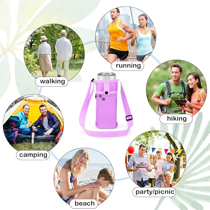 Tessco for you Water Bottle Sling Holder with Adjustable Shoulder Strap Water Bottle Mesh Carrier Bag Sleeve Pouch Holder for Walking Sports - Image 7