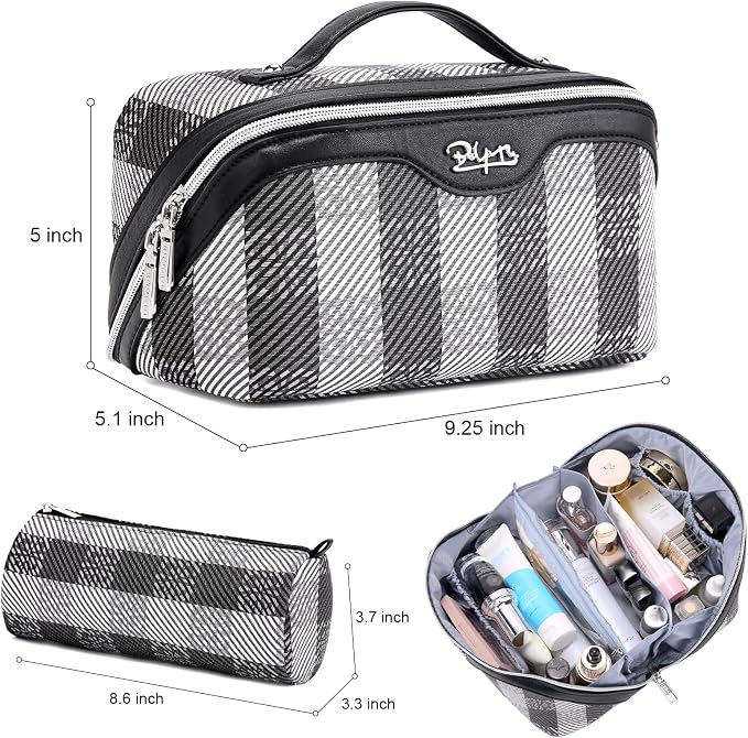 BOYATU Travel Makeup Bag Organizer Cosmetic Bag: 3 Pcs Set Make up Bags for Women with Handle - Waterproof Vegan Leather Toiletry Bags Travel Essentials Pouch with Compartments (F-01-Black) - Image 7