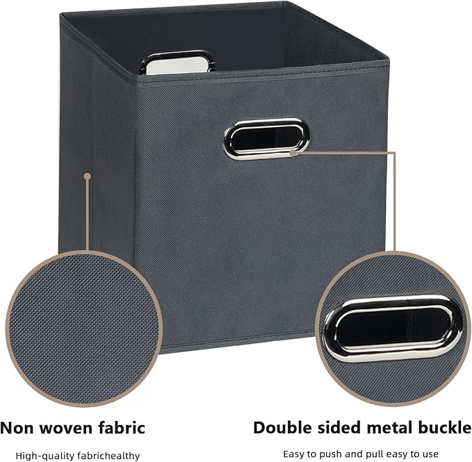 Fabric Cloth Storage Bins,Fabric Cube Organizer with Dual Handles Foldable Cube Storage Baskets for Home Bedroom Storage,Set of 8,(Gray) - Image 7