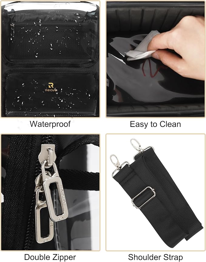 TANTO Makeup Brush Bag, Makeup Artist Bag Clear Makeup Case Professional Large Cosmetic Organizer Bag Portable Cosmetic Train Case with Adjustable Dividers & Shoulder Strap Easy to Clean - Image 8