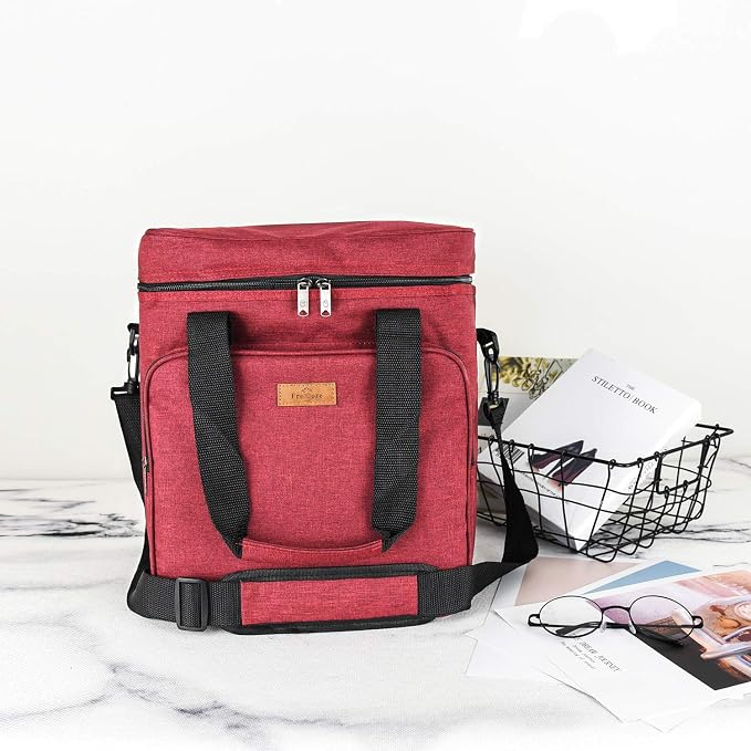Insulated Wine 3 or 6 Bottle Carriers Tote Travel Cooler Gift Bag For Airplane Liquor With Padded Shoulder Strap - Image 5