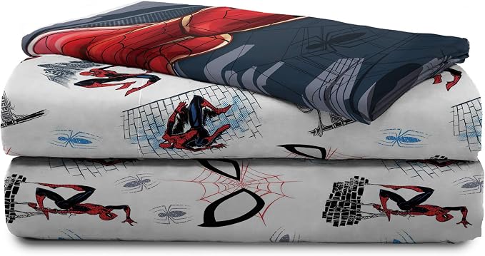 Jay Franco Kids Sheet Set with Fitted, Flat Sheets & Pillow Cover - Ultra-Soft Bedding with Pillowcase for Room Decor, White - Spiderman, 3 Piece Twin - Image 7