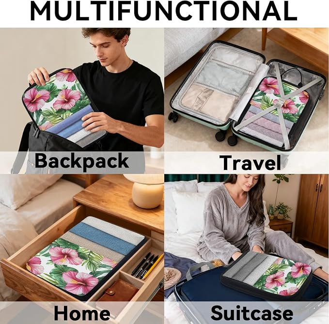 Floral Tropical 6 Set Compression Packing Cubes for Travel Luggage Carry On Suitcase Compressible Expandable Packing Cubes Organizers Bag - Image 8