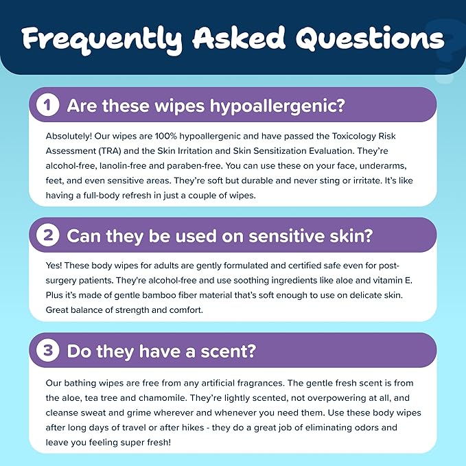 Body Wipes for Adults Bathing No Rinse 50pc XL - Ultra Thick Shower Travel Wipes for Personal Cleansing & Hygiene Essentials, Elderly Care, Incontinence Disposable Washcloths for Women Men