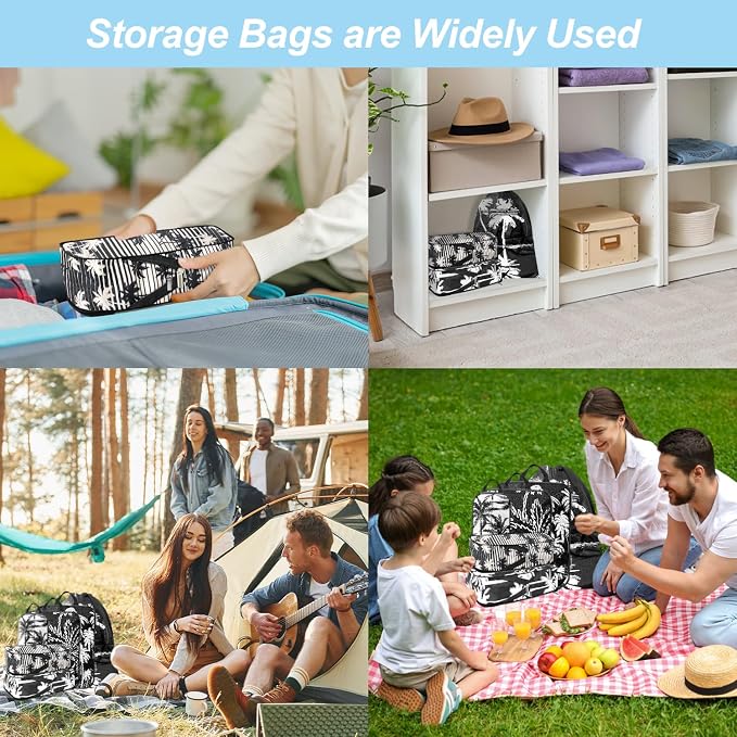 Tropical Palm Tree Travel Packing Cubes Set (7 Piece) | Ultra-Lightweight, Travel Organizers with Quick-Access Pockets, Cruise & Vacation Essentials for Carry-Ons, Black - Image 8