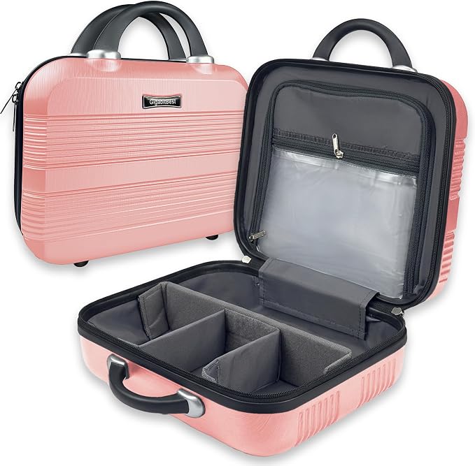 14 Inch Multi-Purpose Waterproof Hard Shell Makeup Case (Pink) | ABS Scratch-Proof, Carrying Cosmetic Organizer Case with Elastic Band, Train Case, Mini Suitcase Vanity Case for Women Girl - Image 9