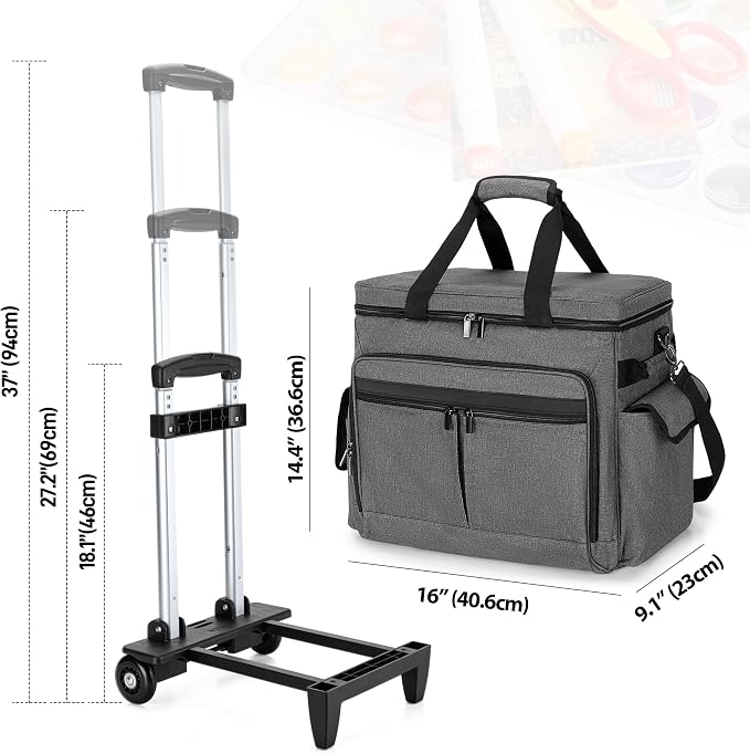 Trunab Rolling Scrapbook Tote with File Pocket & Trolley, Craft Organizer | Expandable File Pocket, Detachable Trolley, Padded Sleeves for 15.6" Laptop, Scrapbooking Supplies & Art Tools - Image 7