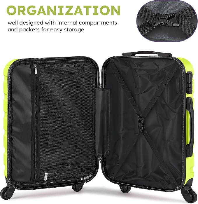 Suitour 4 Piece Luggage Sets, Hard Shell Suitcase Set with Spinner Wheels 16 20 24 28inch Travel Sets(Green) - Image 9