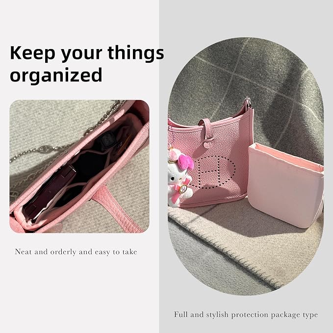 DGAZ Silky Purse Organizer Insert Fits Evelyne TPM/PM/GM/TGM Bags, Luxury Handbag & Tote Organizer, Simplicity bag organizer(Pink,PM) - Image 8